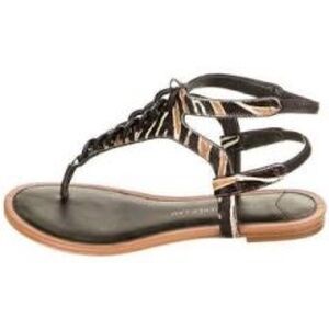 Derek Lam 10 Crosby Tiger Stripe Calf Hair Flat Sandals • Size 6 🔴